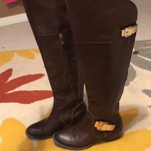 VC Bocca Chestnut/Black leather over-the-knee boots by Vince Camuto sz 7.5